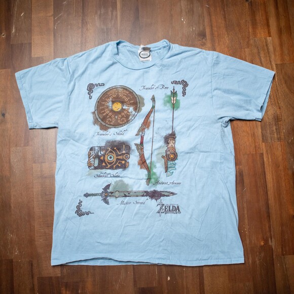 Nintendo Other - Legend of Zelda Breath of the Wild Shirt Mens Large Light Blue Nintendo Graphic